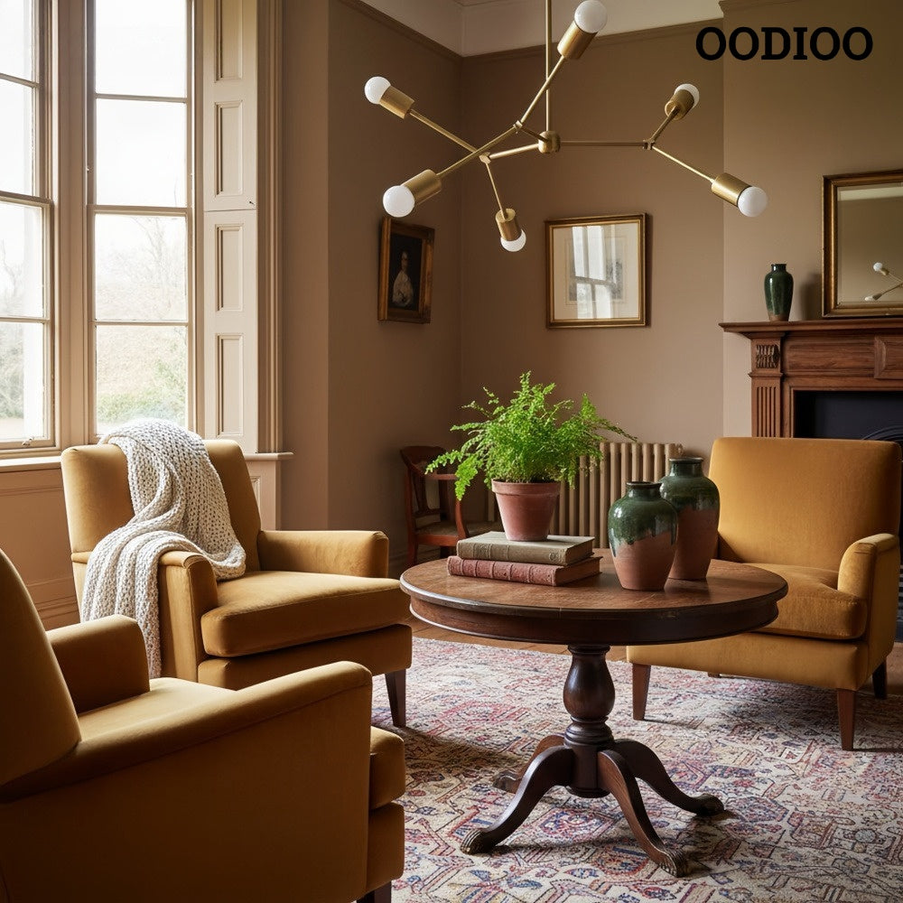 Lunivera Industrial Metal Chandelier – Sleek Geometric Ceiling Light Fixture for Living Room