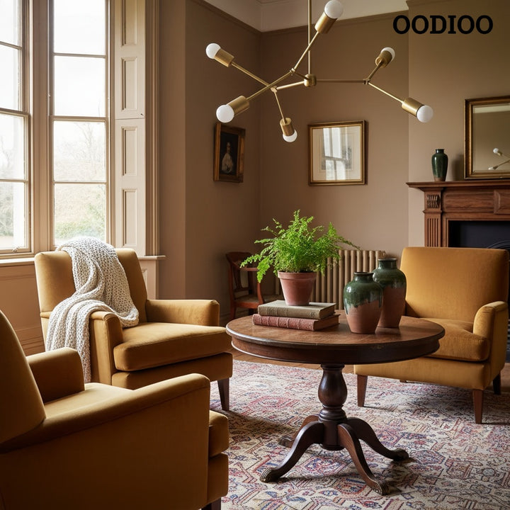 Lunivera Industrial Metal Chandelier – Sleek Geometric Ceiling Light Fixture for Living Room