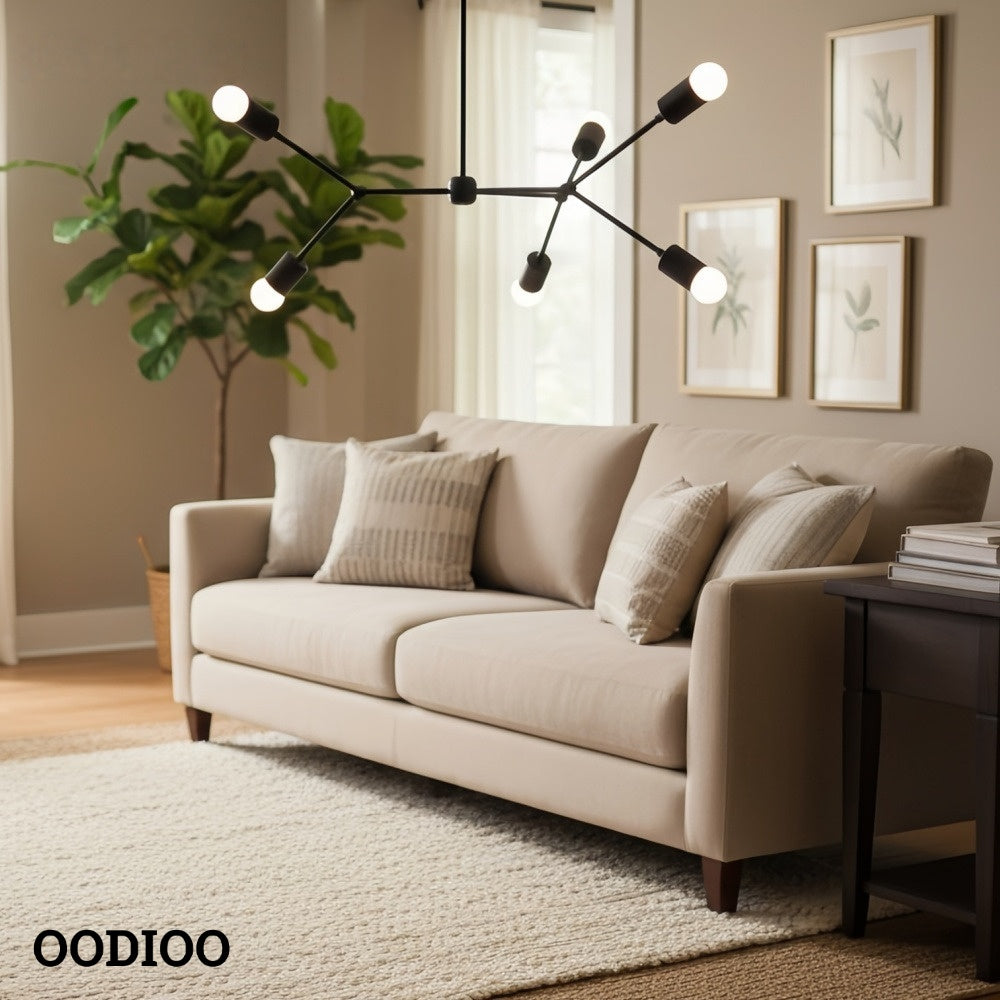 Lunivera Industrial Metal Chandelier – Sleek Geometric Ceiling Light Fixture for Living Room