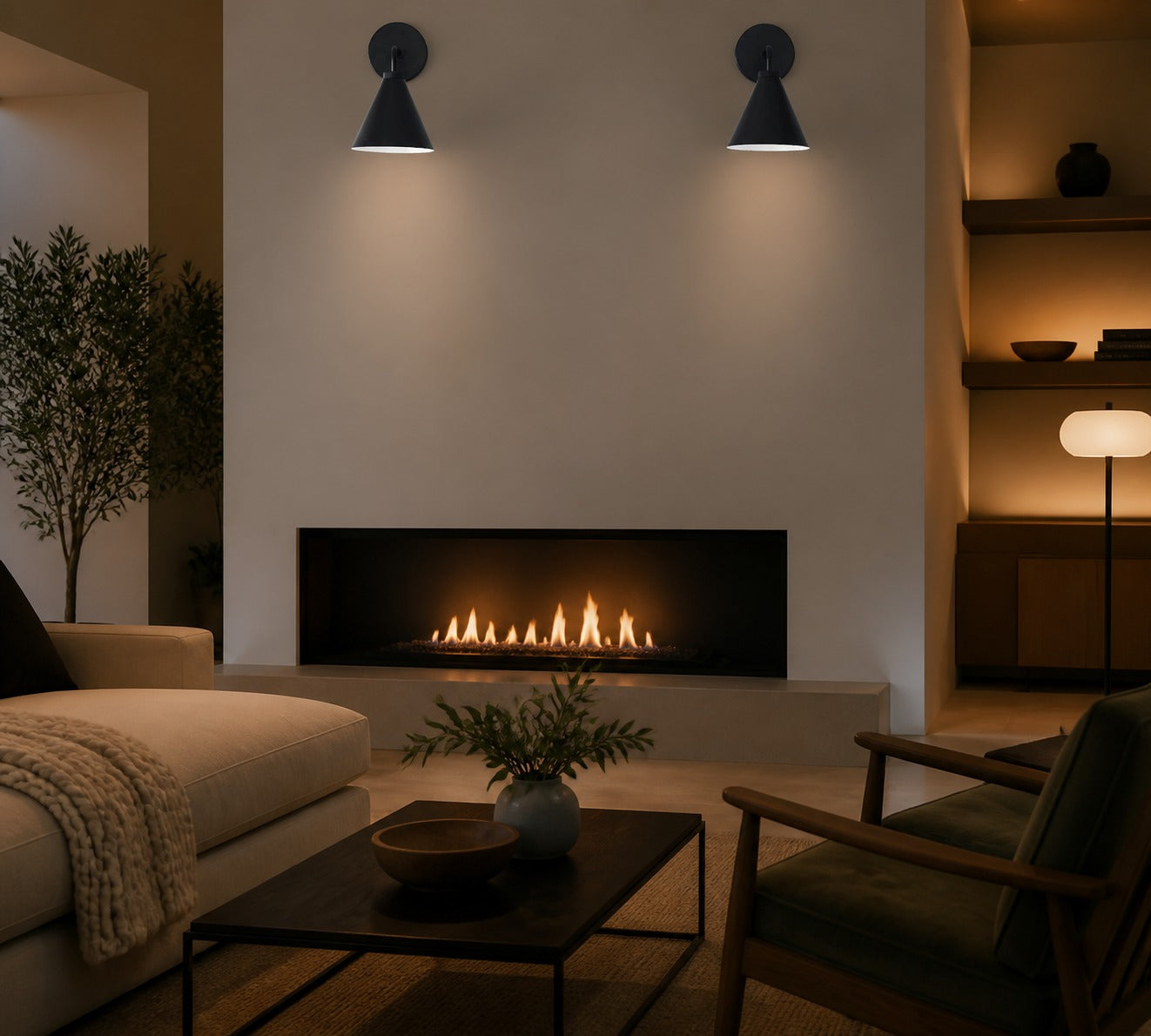 Korvi Iron Tapered Sconce Light - Wall Fixture in Black or Brass