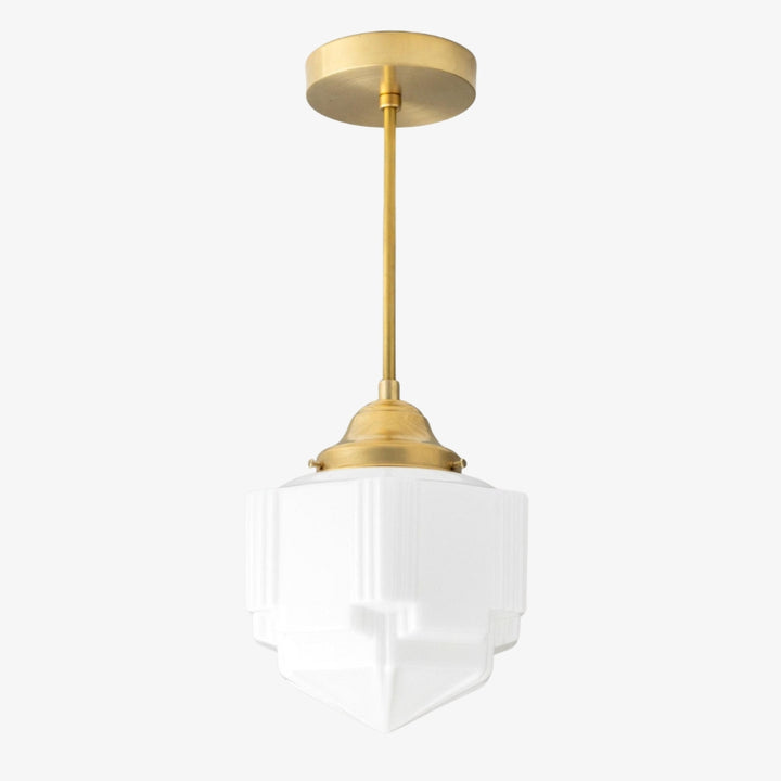 Geotower Glass Modern Pendant Light - Skyscraper Design - Brass or Black or Nickel Finish