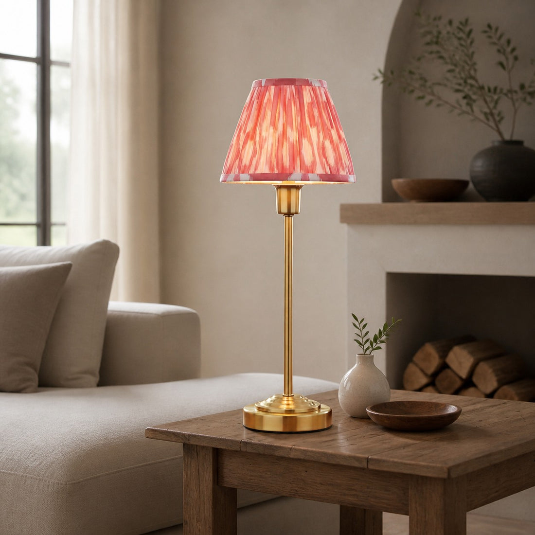 Bronzuno Patterned Fabric Table Lamp - Brass or Bronze Finish Modern-Bohemian Bedside & Living Space Light