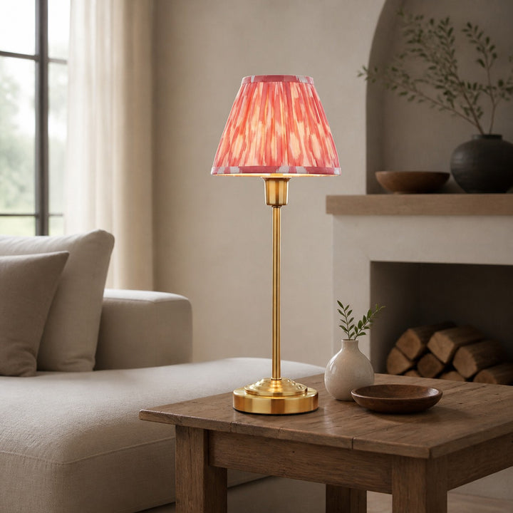 Bronzuno Patterned Fabric Table Lamp - Brass or Bronze Finish Modern-Bohemian Bedside & Living Space Light