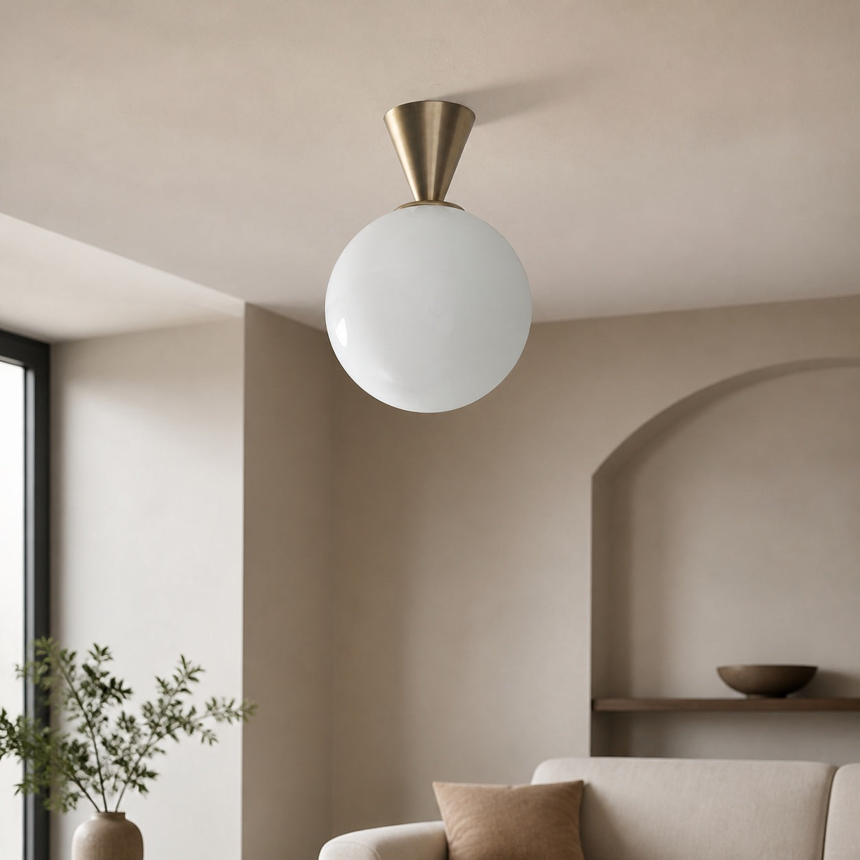 Ulvara Modern Flush Mount Ceiling Light - Floating Globe and Tapered Canopy Design