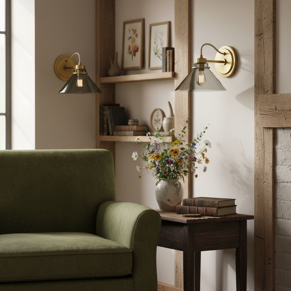 Aurenza Sconce – Farmhouse Wall Light with Metal Accents for Cozy Spaces