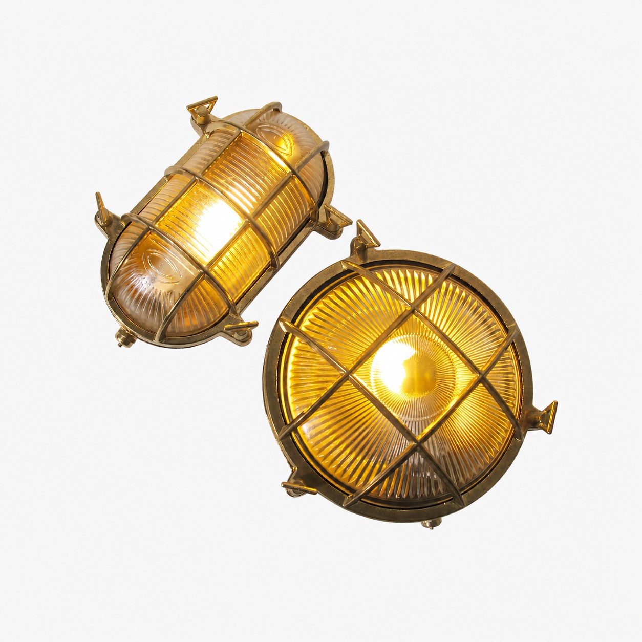 Ivoran Bulkhead Wall Sconce - Brass Caged Glass Vintage Industrial Light for Outdoor and Bathroom