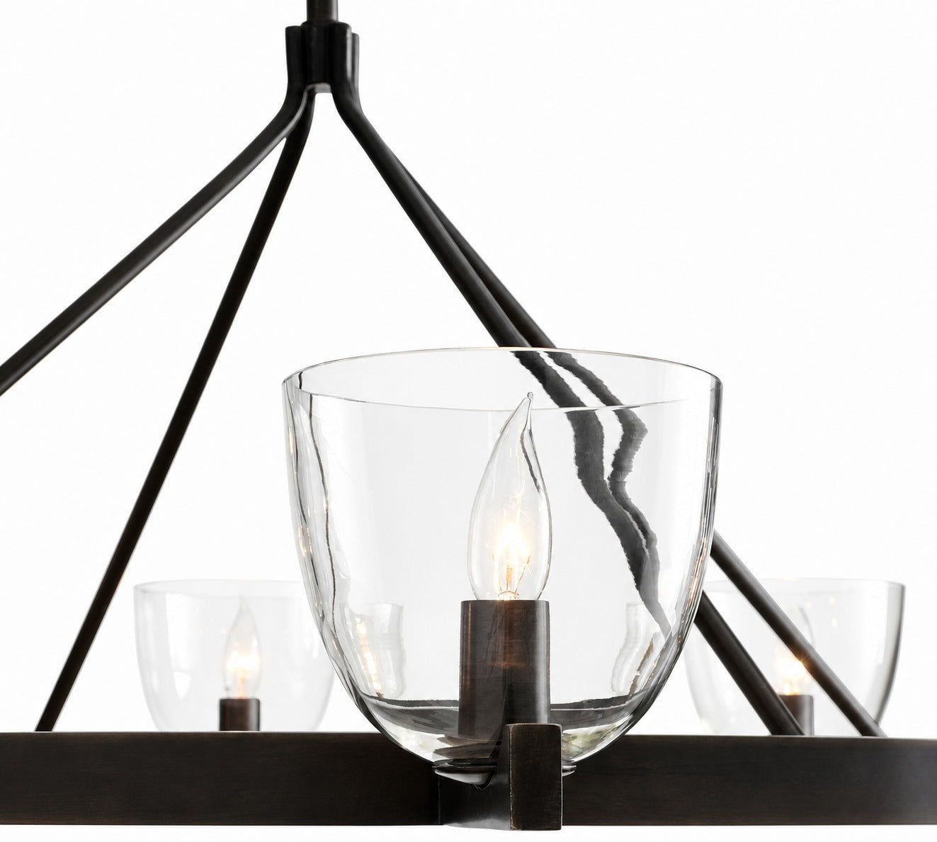 Auria Hand-blown Glass Metal Chandelier - Contemporary Brass Design