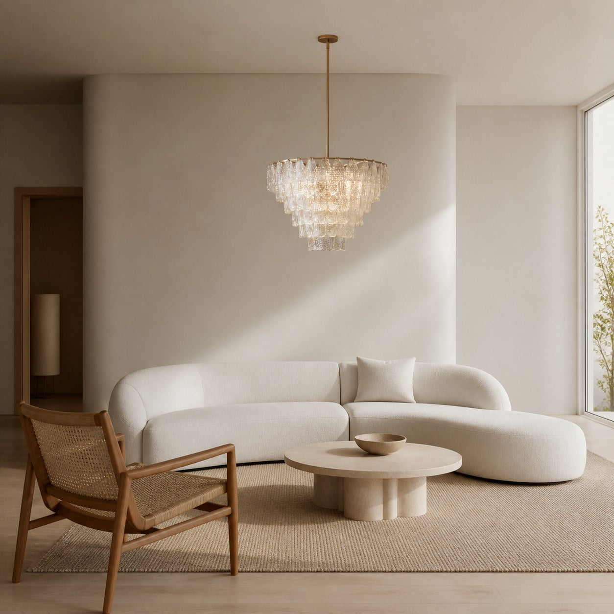 Lumvey Glass Round Chandelier - Elegant Pendant Light for Dining Room and Living Room