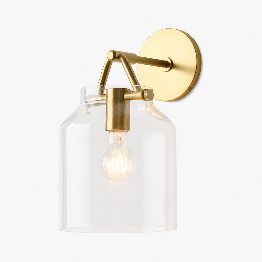 Hanton Modern Minimalist Brass and Glass Sconce – Damp Rated for Bathrooms