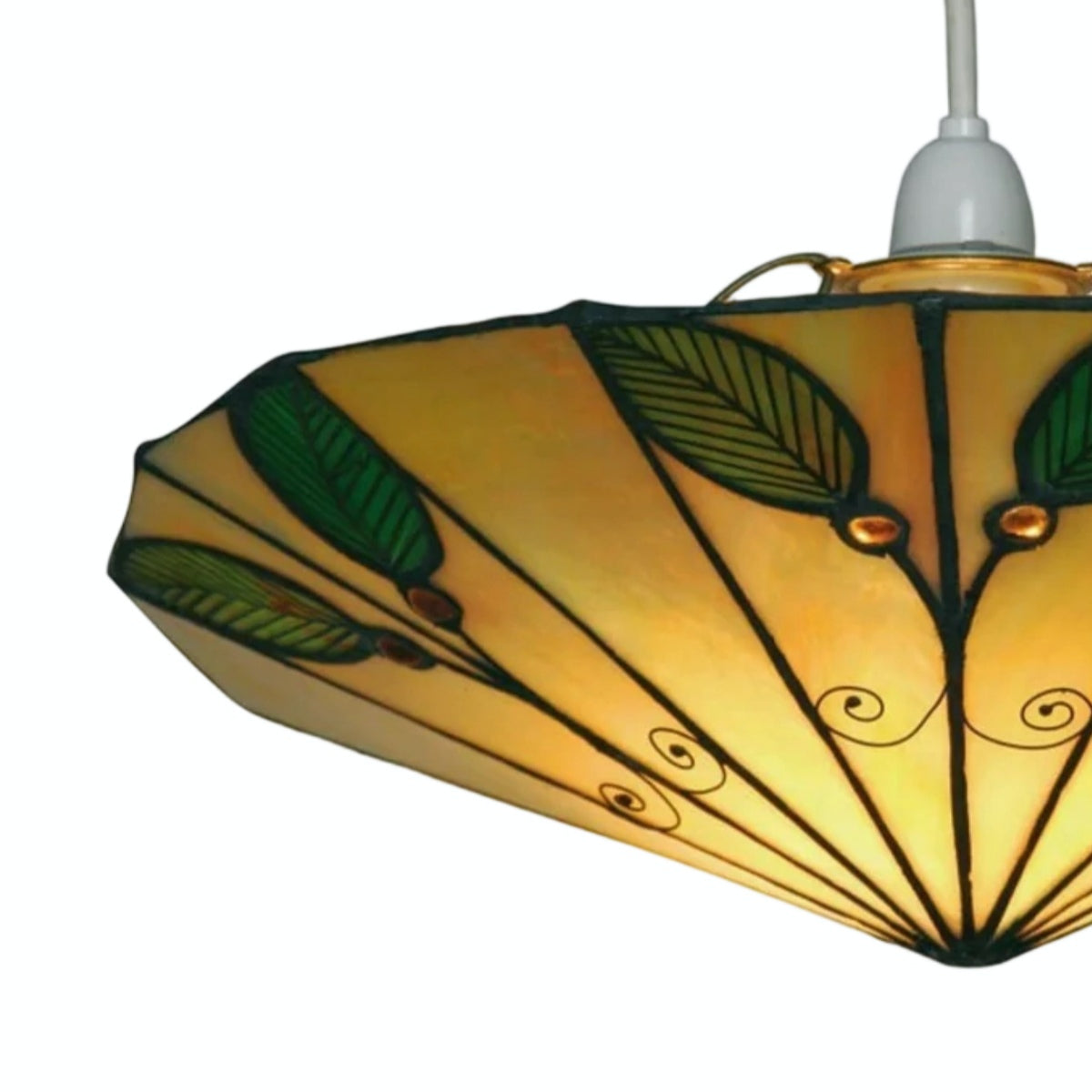 TF Harken Tiffany Style Leaf Pendant Shade Stained Glass Lamp Shade for Living Room and Bedroom