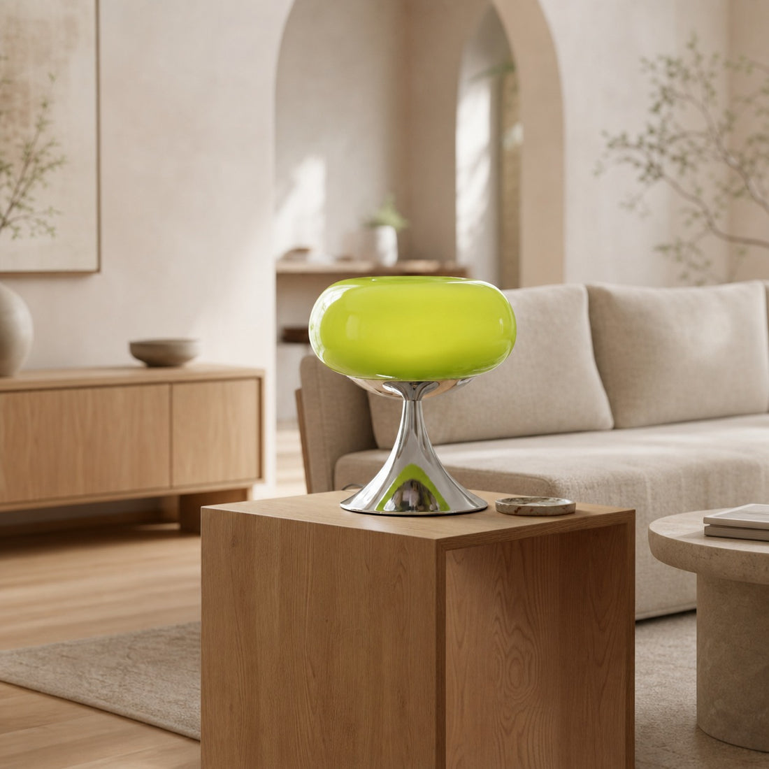 Lollora Decorative Table Lamp – Sculptural Glass Accent Light for Bedroom or Living Room