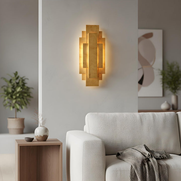 Kelsar Rectangular Wall Lamp - Gold and Silver Finishes for Living Room or Bedroom