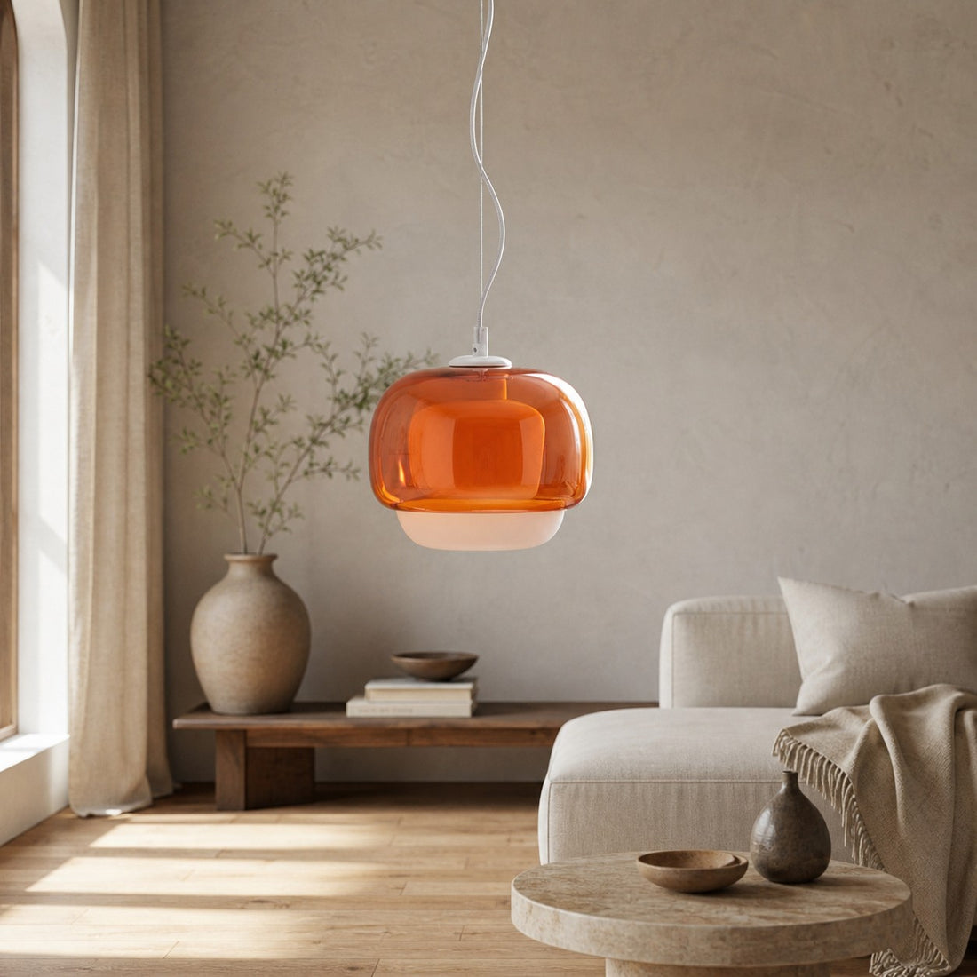 Clinco Modern Mushroom Pendant Light - Colored Glass Hanging Light