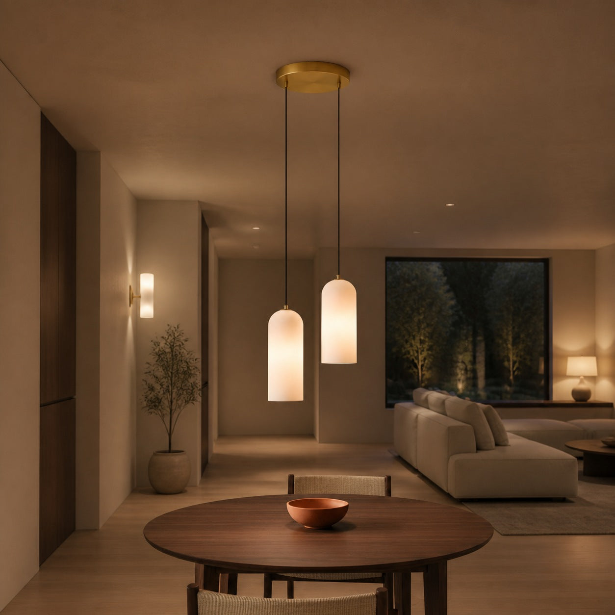 Alabresca Mid Century Alabaster Pendant Light – Multi Head Hanging Lamp for Kitchen Island