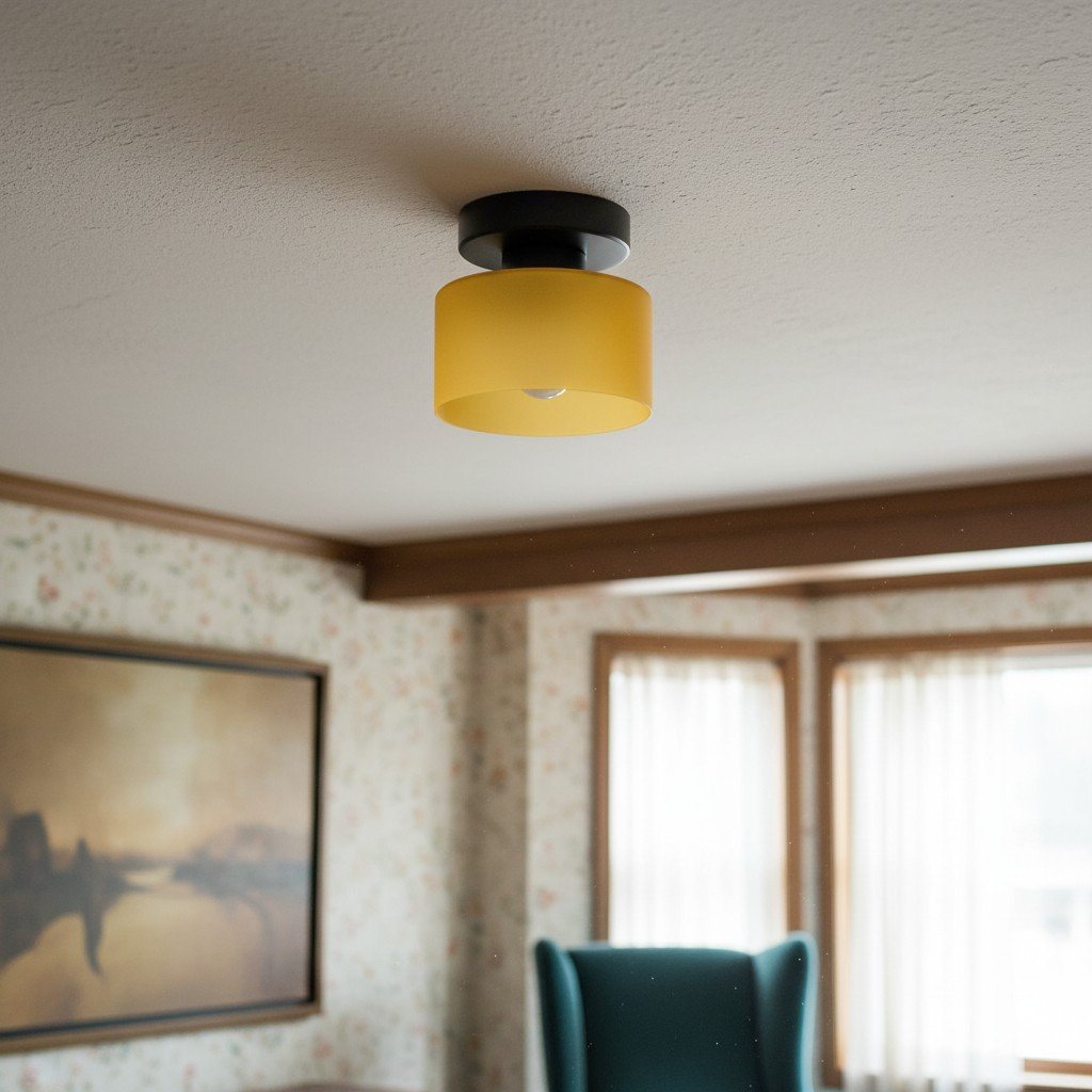 Moriglaze Sculptural Glass Shade Cylinder Ceiling Lamp - Modern Flush Mount Light for Entryway or Living Room