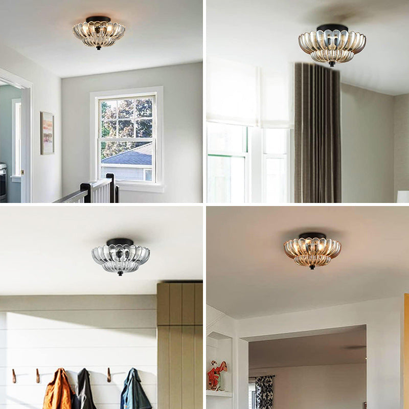 Semi Flush Mount Ceiling Lights Umbrella Shape Glass Lamp