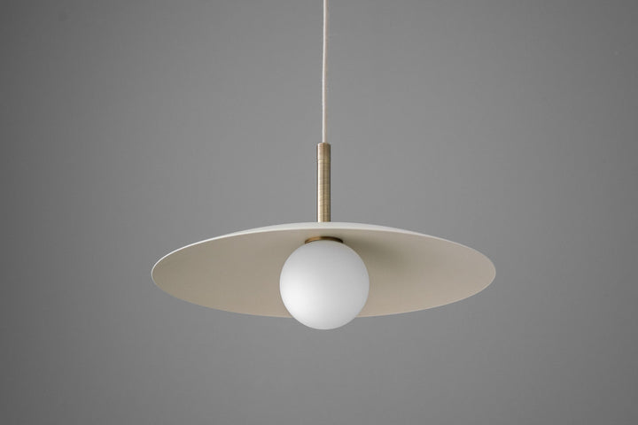 Curva Metal Minimalist Pendant Light - Modern Brass Accent Disc Shade