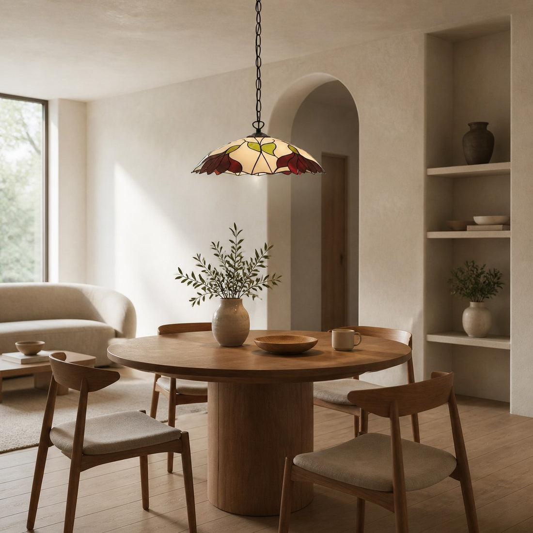 TF Botanica Floral Glass Pendant Light – Vintage Pendant Fixture for Open Plan Spaces