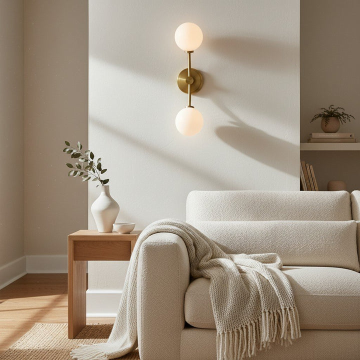 Arden Glass 2 Light Iron Wall Sconce - Modern Curved Design for Bathroom or Hallway