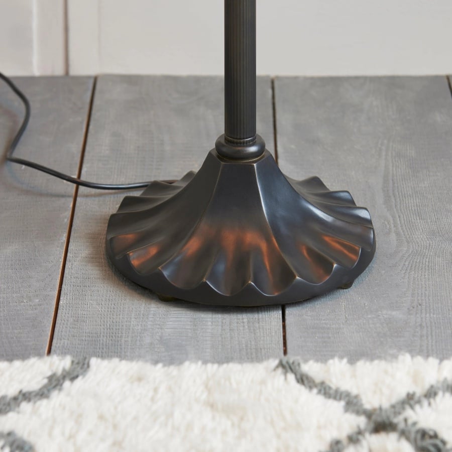 TF Fargo Geometric Tiffany Style Lamp - Amber and Cream Glass Accent Lighting for Bedroom or Study