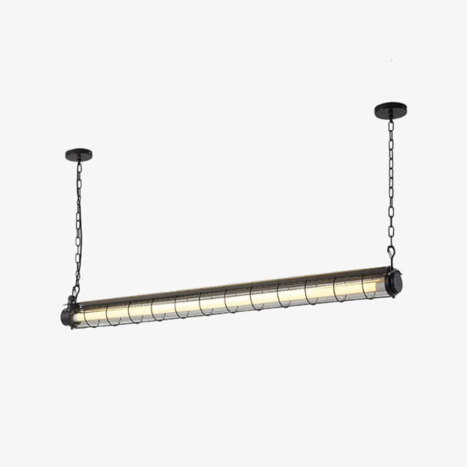 Glass Linearity Chandelier Artisan Clear Cast Iron Metal Sleek Sparkling