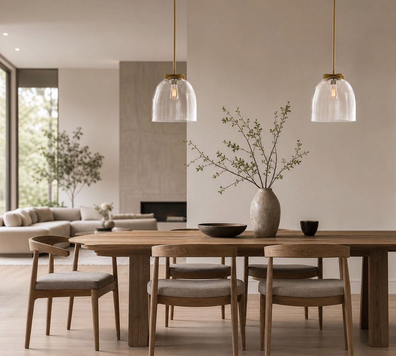 Auria Metal Brass Pendant Lighting - Vintage Finish with Glass Shade