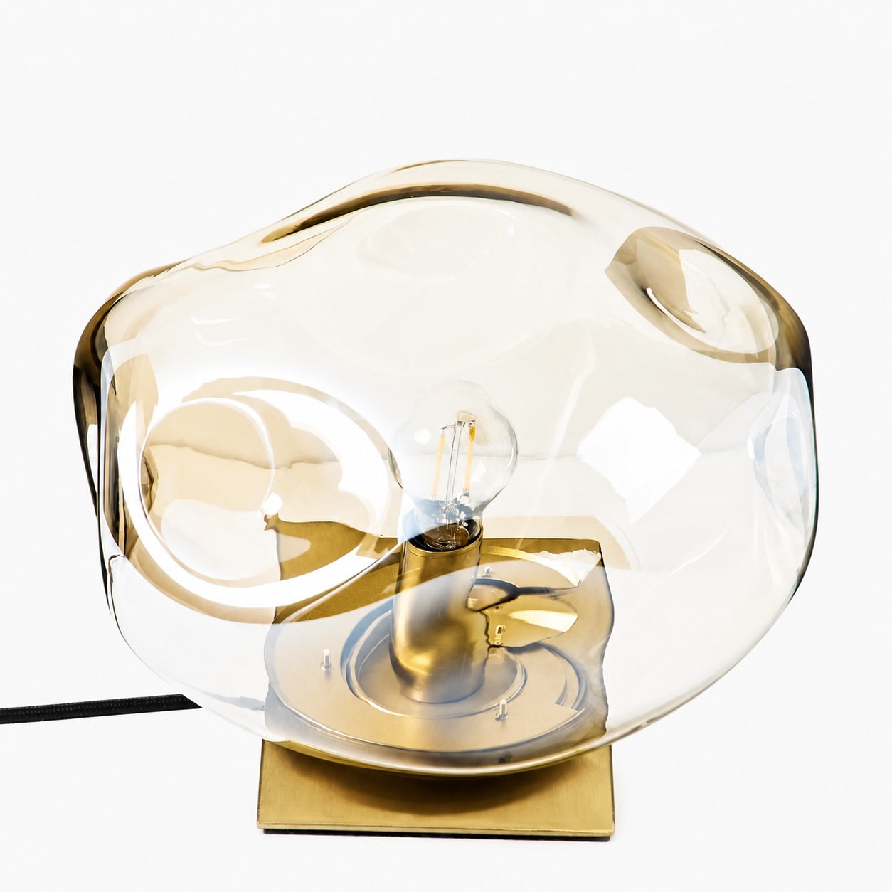 Glissora Glass Table Lamp – Soft Sculptural Glass Form for Living Room or Bedroom