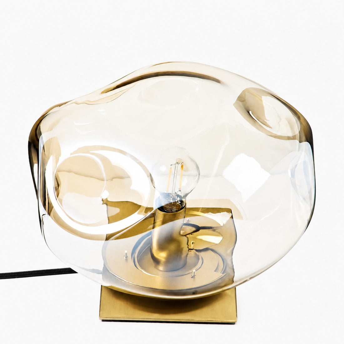 Glissora Glass Table Lamp – Soft Sculptural Glass Form for Living Room or Bedroom