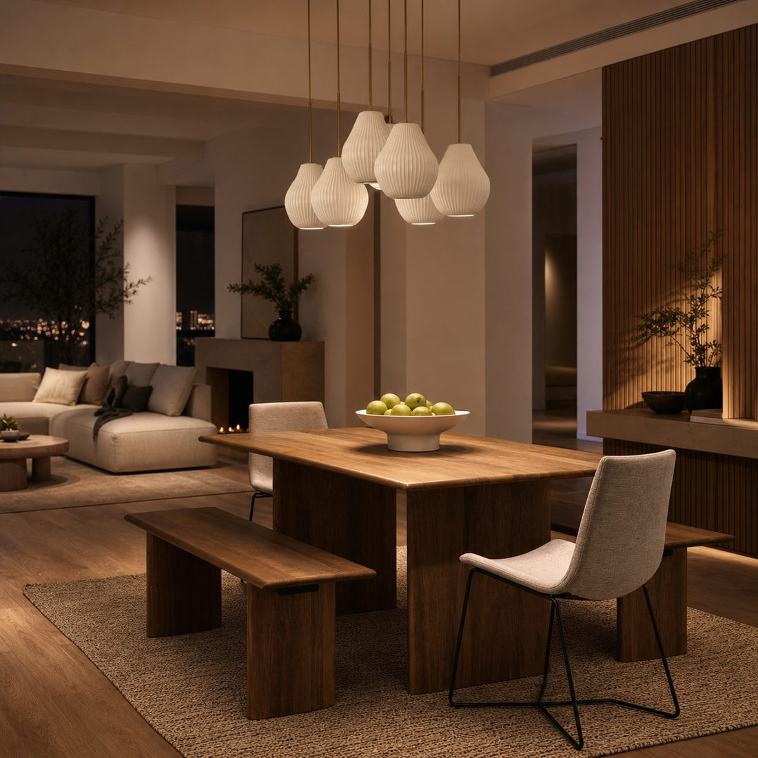 Rivrona Contemporary 7-Light Chandelier - Modern Glass Lighting for Dining Rooms