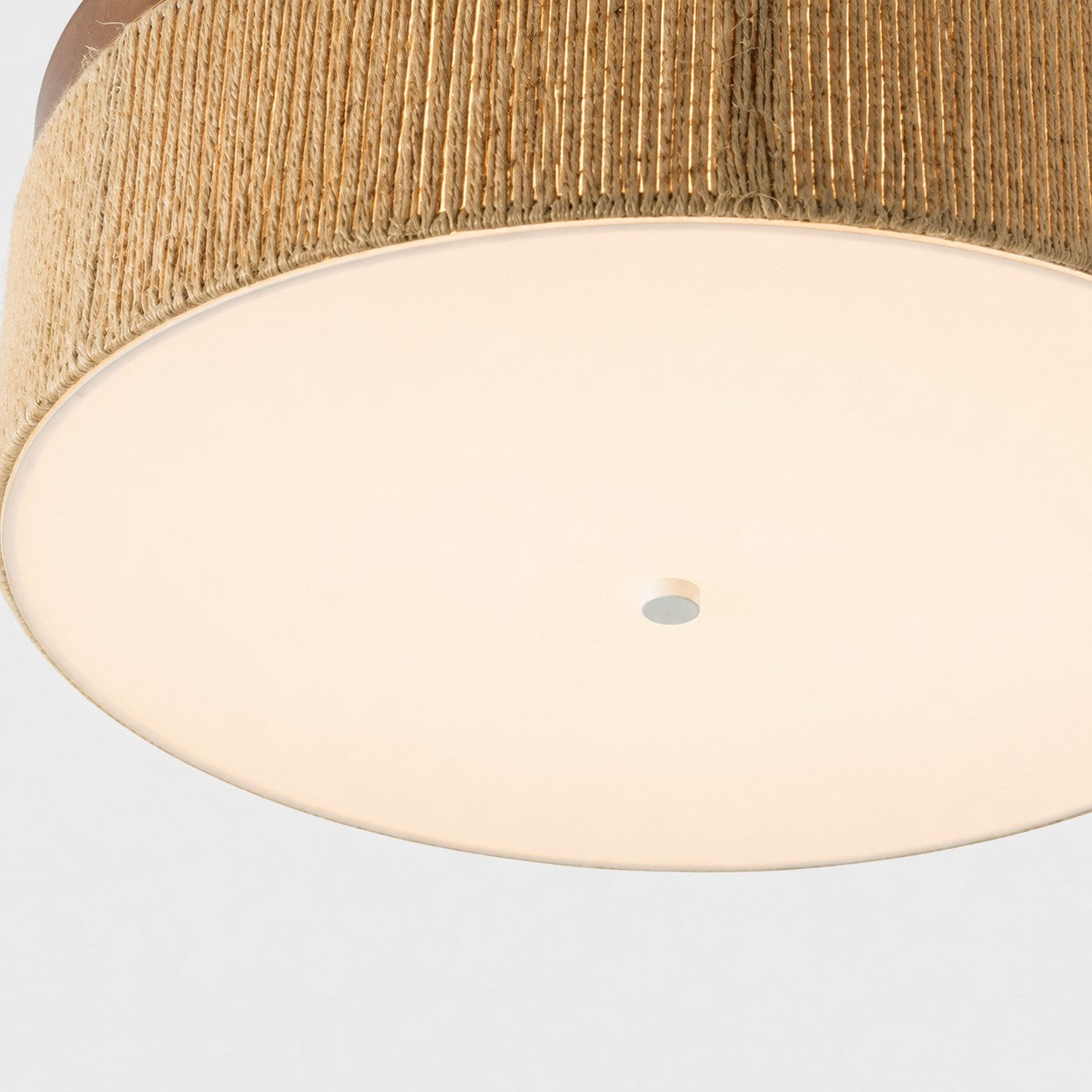Wabi-Sabi Solid Wood and Woven Rope LED Flush Mount Ceiling Light