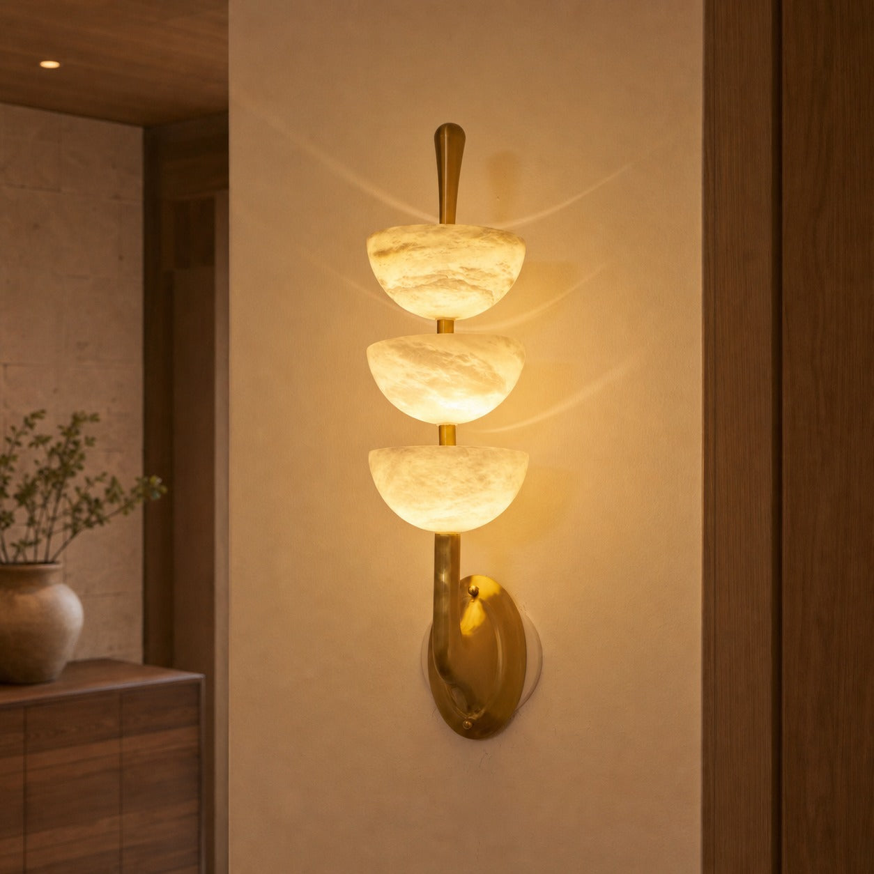 Triple Alabaster Wall Lamp