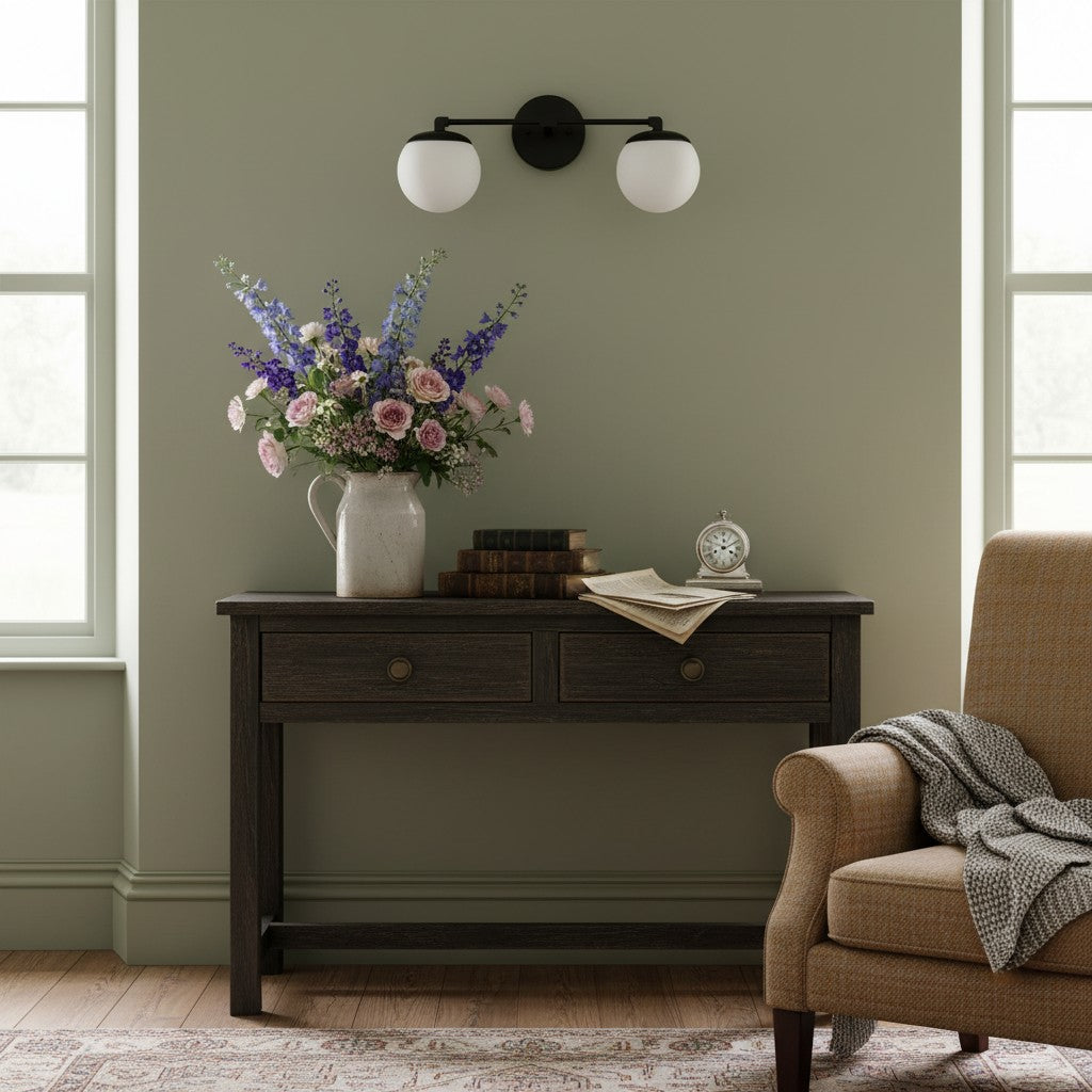 Glorica Glass Vanity Light - Art Deco Brass Wall Globe Fixture Modern