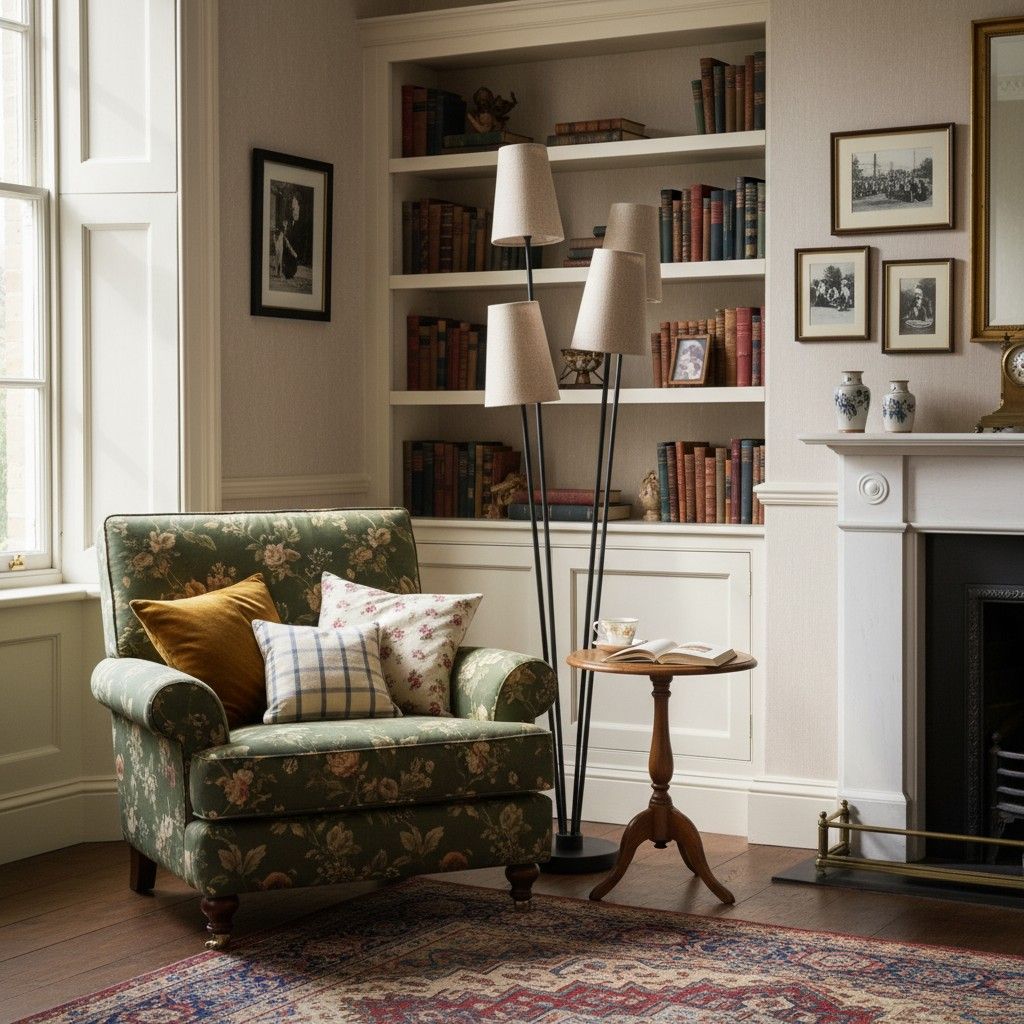 Duova 4 Light Floor Lamp – Fabric Shade Floor Lamp for Reading Corners or Living Spaces