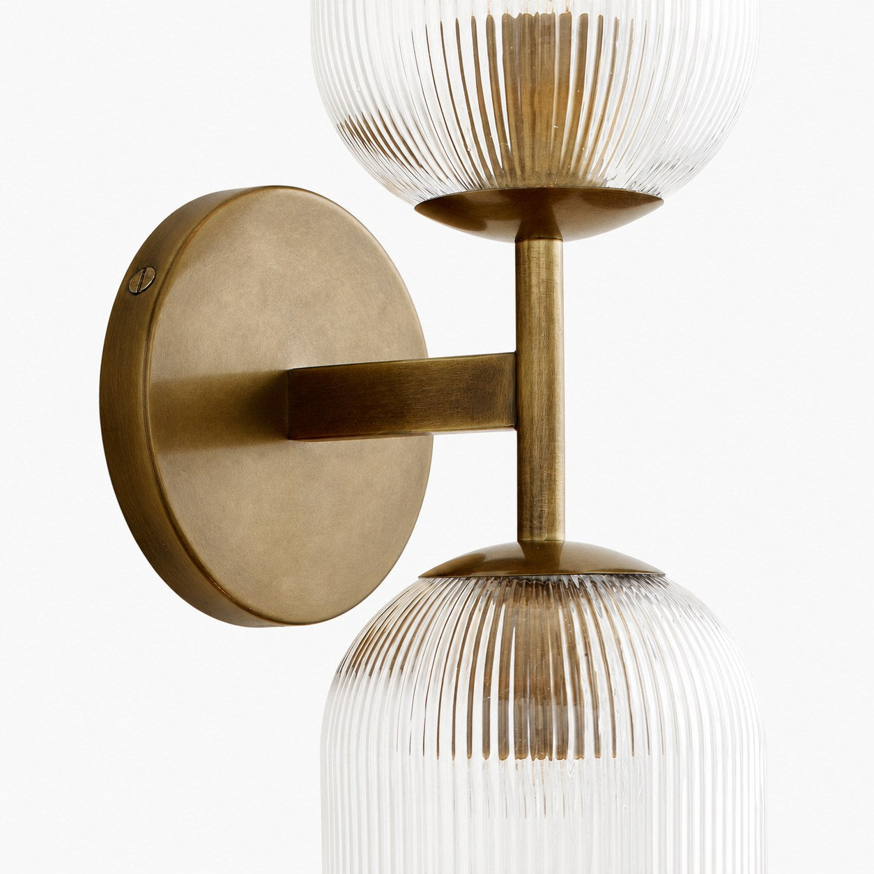 Bravira Ribbed Glass Sconce - Metal Wall Light with Clear Glass Shade