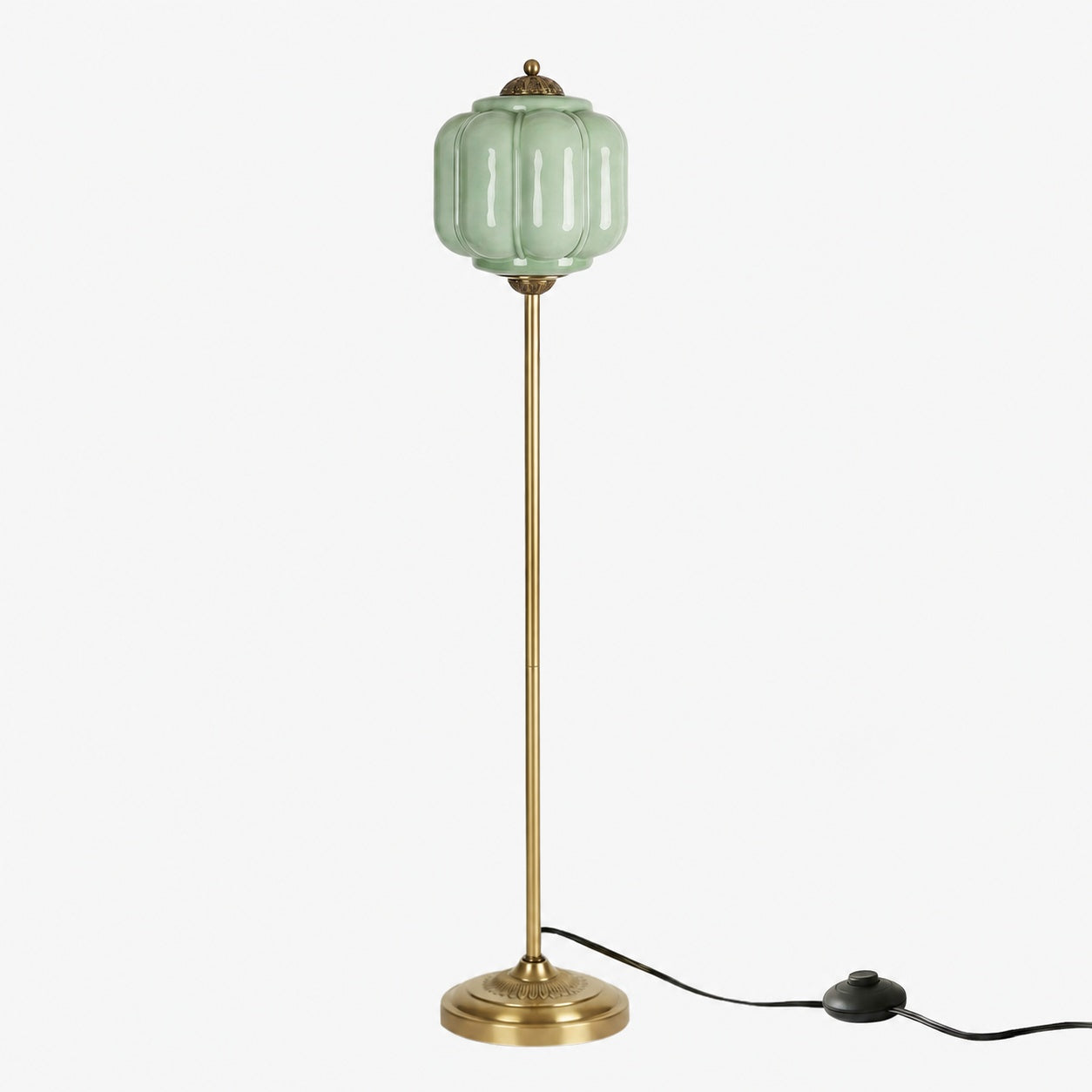 Eloise Textured Glass Pumpkin-Inspired Floor Lamp - Organic Artistry and Retro Style for Living Rooms