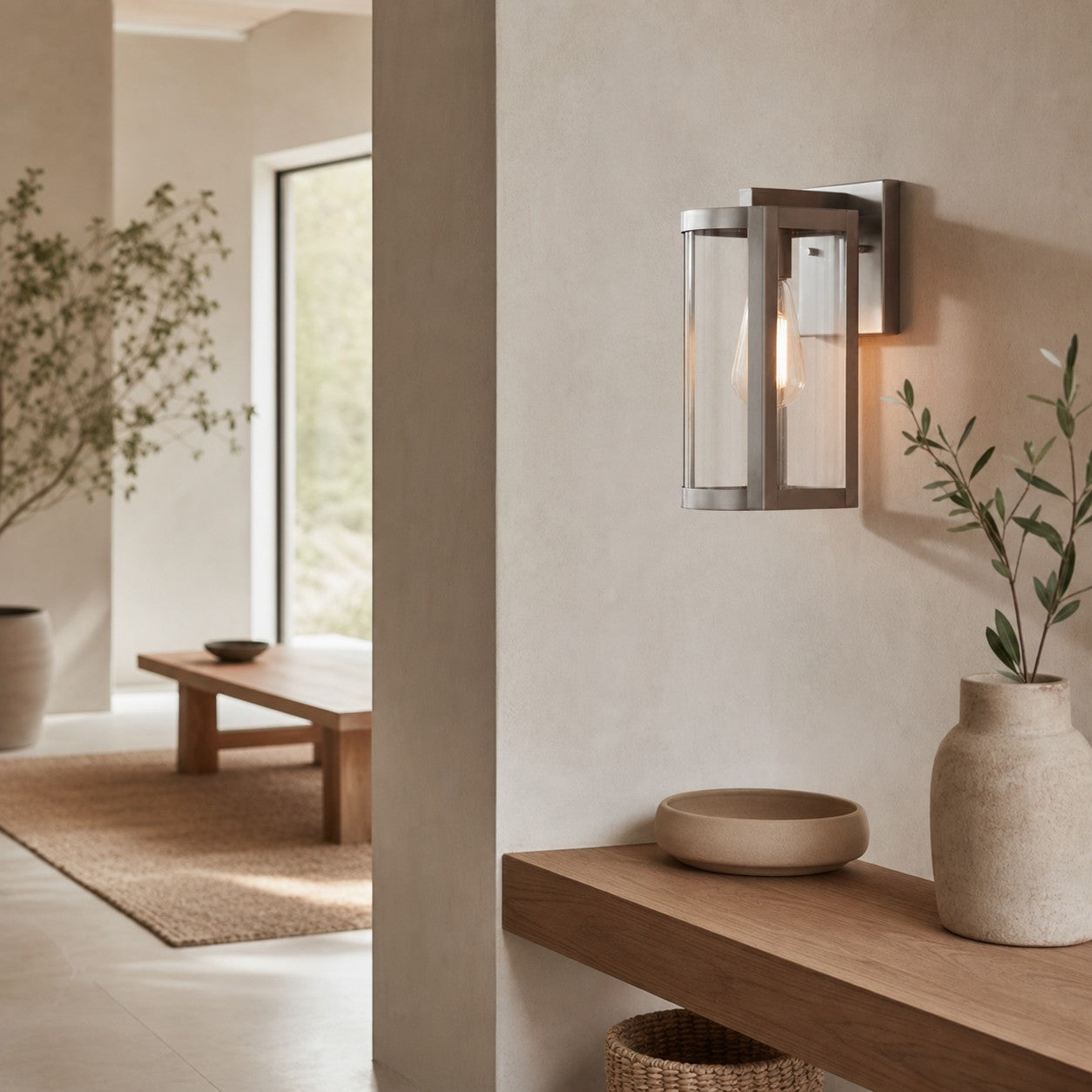 Shieldra Stainless Steel Outdoor Wall Lamp - Clear Glass Cage Waterproof Modern Sconce for Patio