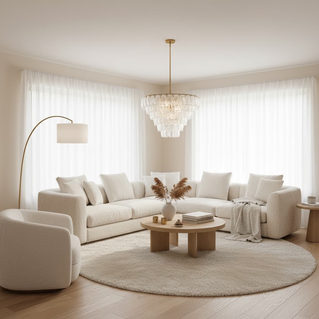 Lumvey Glass Round Chandelier - Elegant Pendant Light for Dining Room and Living Room