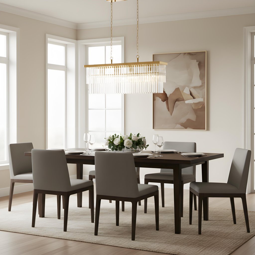 Vitralon Linear Pendant Lamp - Diamond-Shaped Glass Lampshade (Crystal-Clear) - Fits Living and Dining Rooms