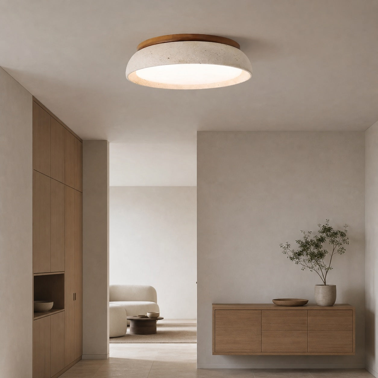 Modern Scandinavian Travertine Ceiling Light