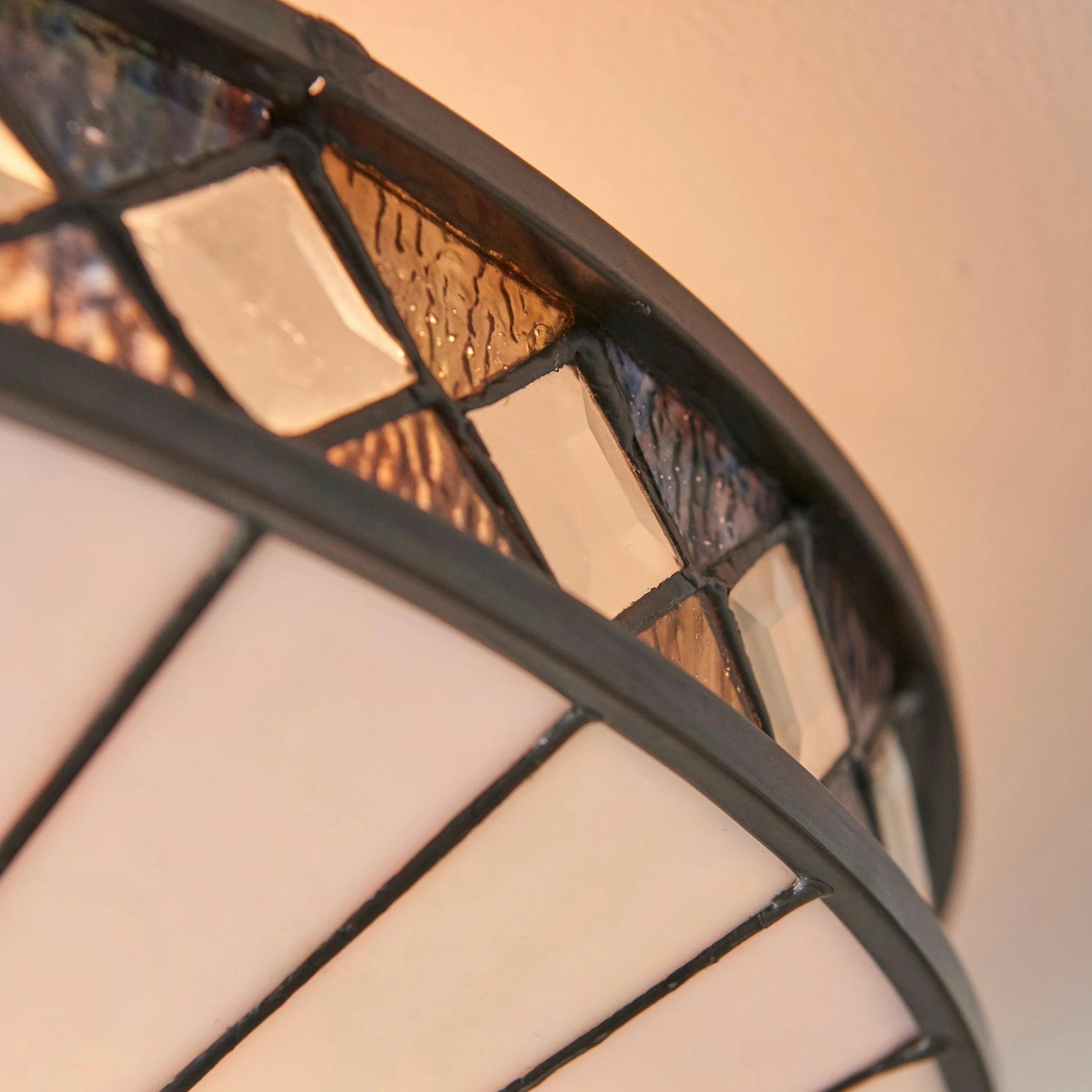 TiffStar Elegant Art Glass Flush Ceiling Light - Vintage-Inspired Ceiling Fixture for Home Interiors