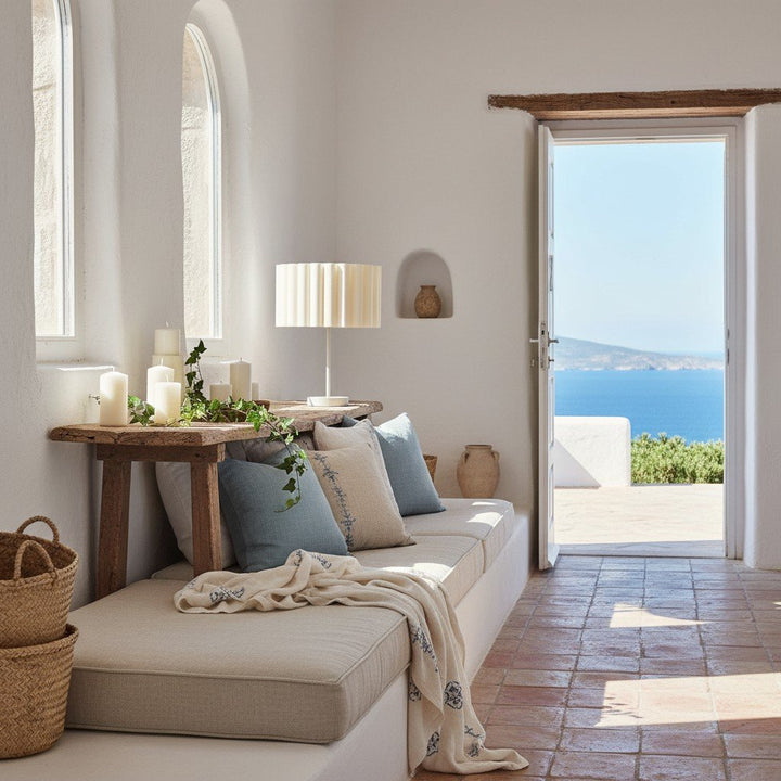 Velura Table Lamp - Beige Linen Shade in Light Beige