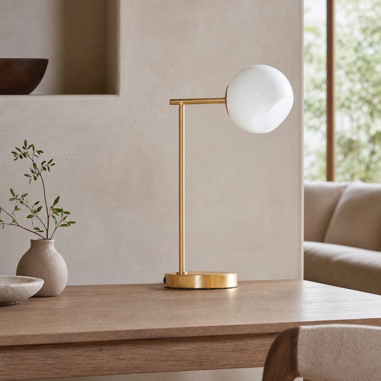 Brina Glass USB Table Lamp - Modern Bedside Desk Light with Style