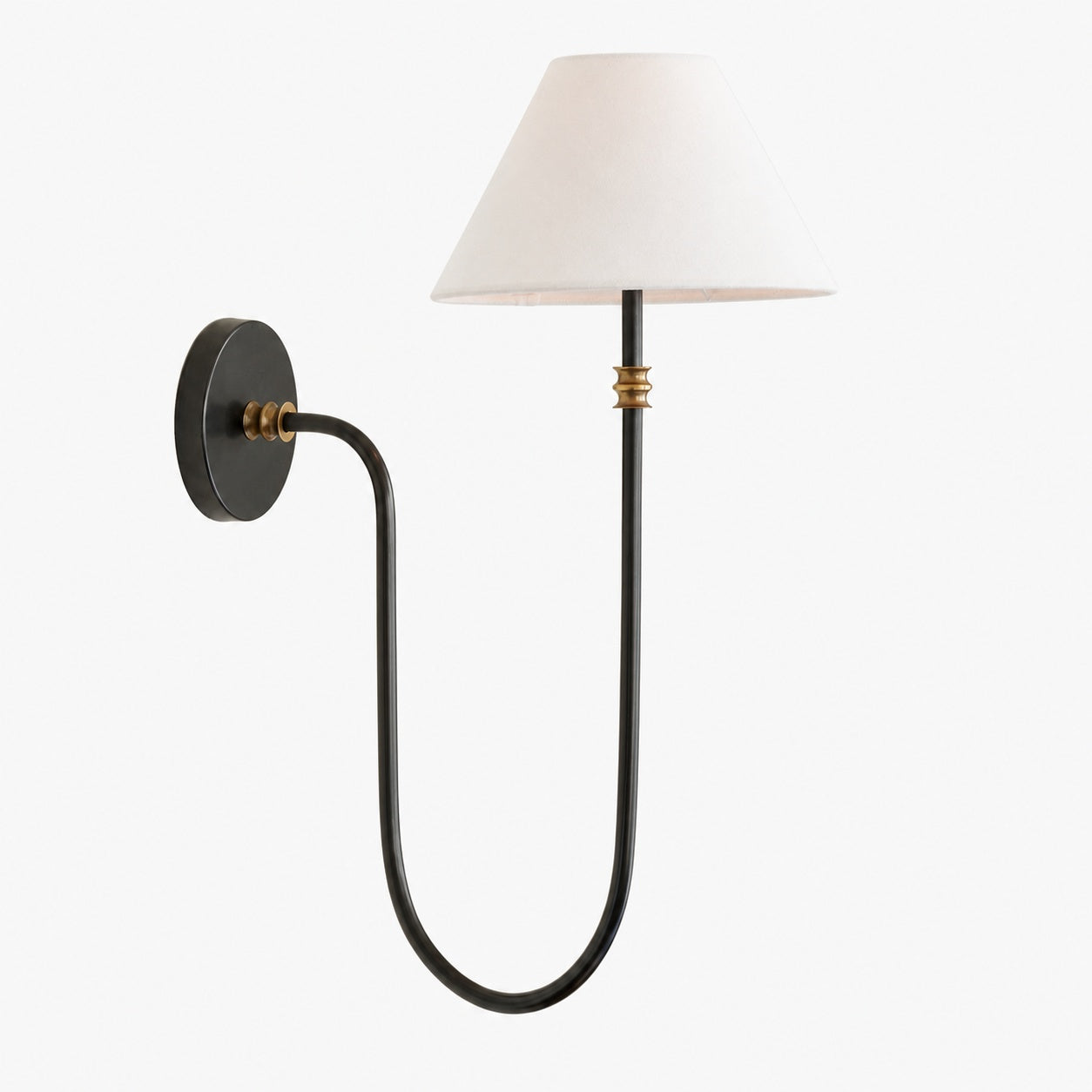 Calin Classic Sconce - Iron Wall Light with White Linen Shade