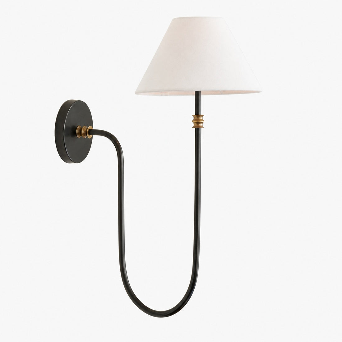 Calin Classic Sconce - Iron Wall Light with White Linen Shade