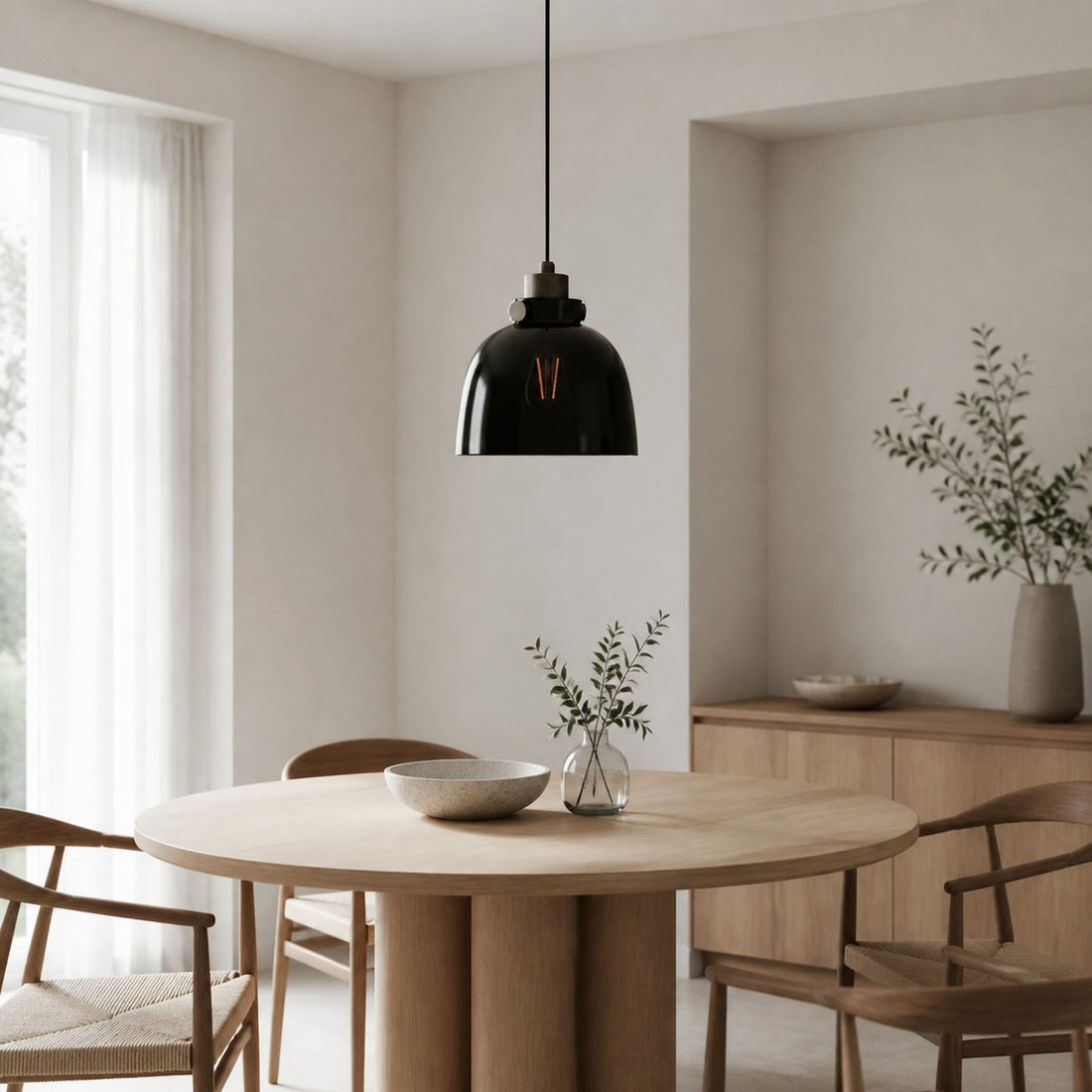 Readium Tinted Glass Pendant Light - Minimalist Dome Shade Adjustable for Kitchen Island and Dining Room