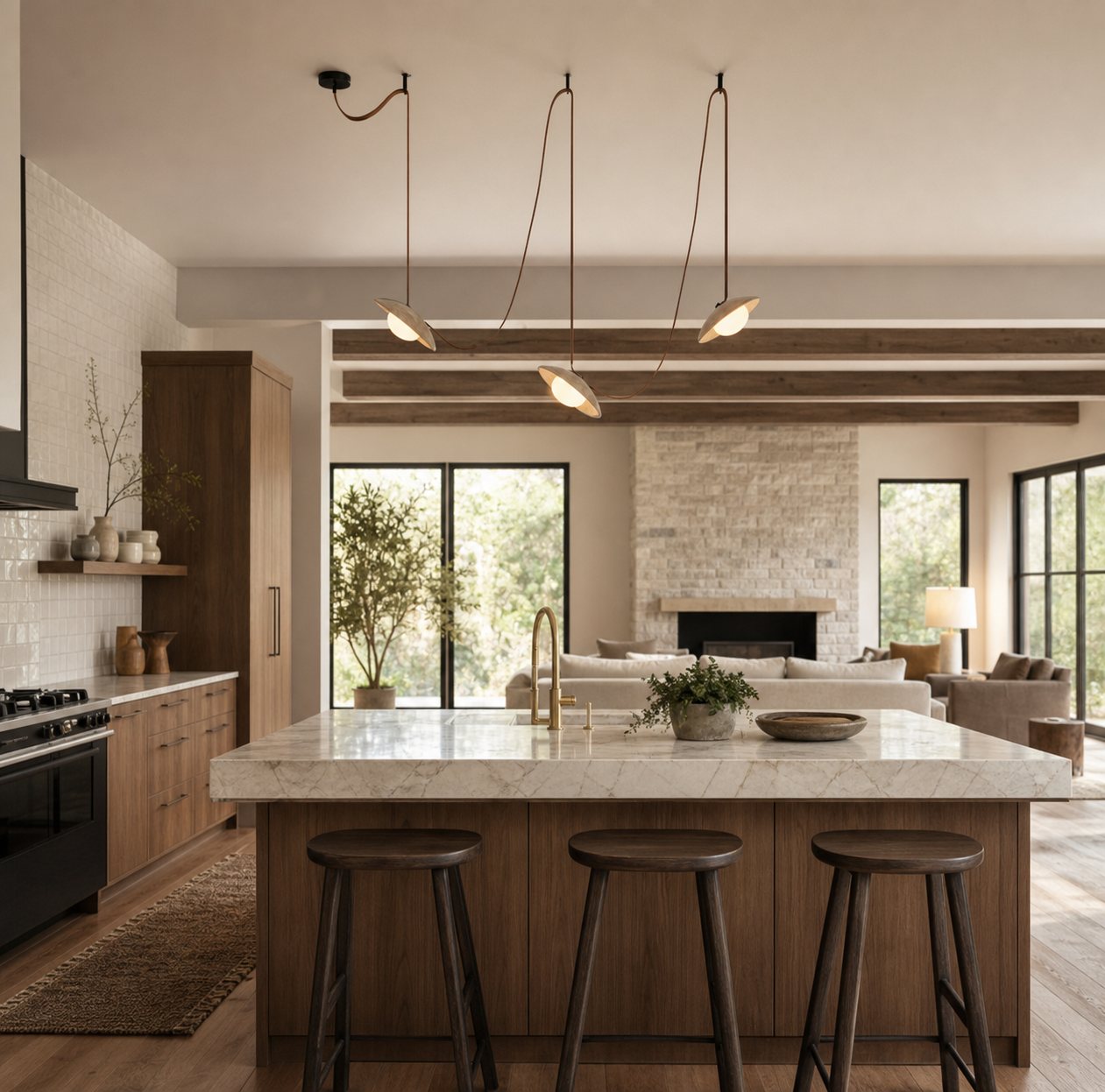 Light Rail Leather Pendant Lamp