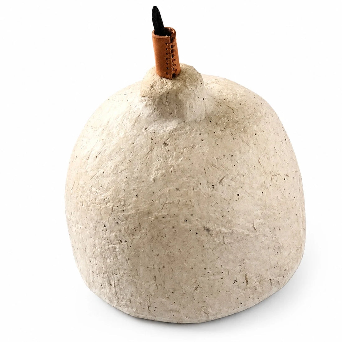 Close-up of handmade textured paper pendant shade and ceramic top detail