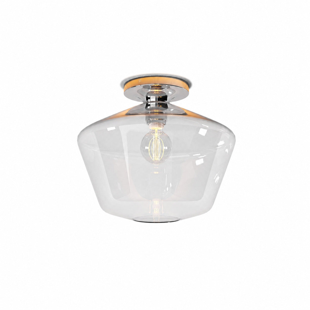 Merin Minimalist Sleek Geometric Glass Flushmount Light