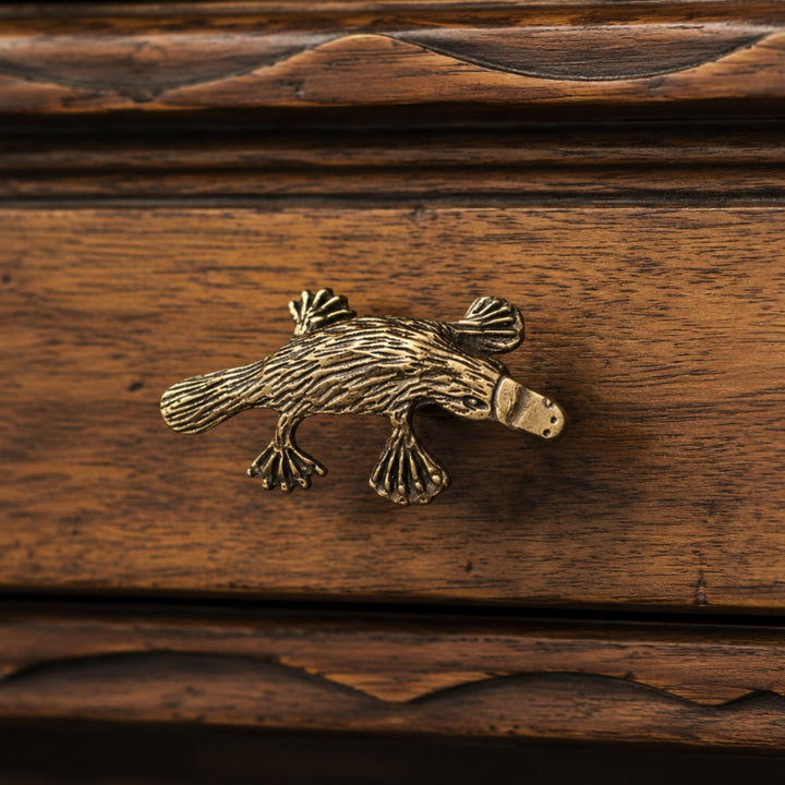 Distressed Totem platypus copper cabinet handle