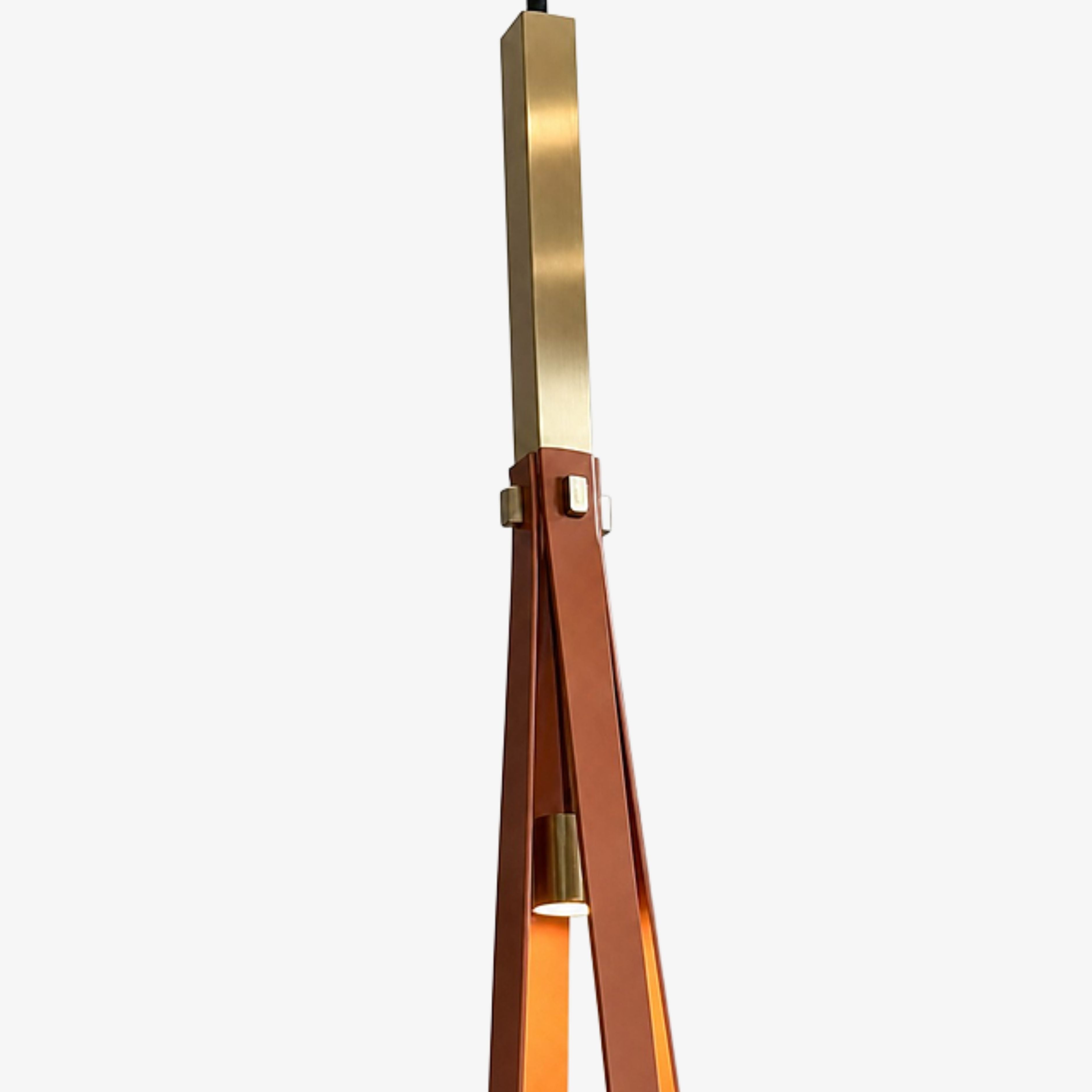 Brown leather strap and antique brass stem detail